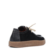 Damen Schnürschuhe Schwarz Wildleder mit Kork-Gummisohle (759-33508)