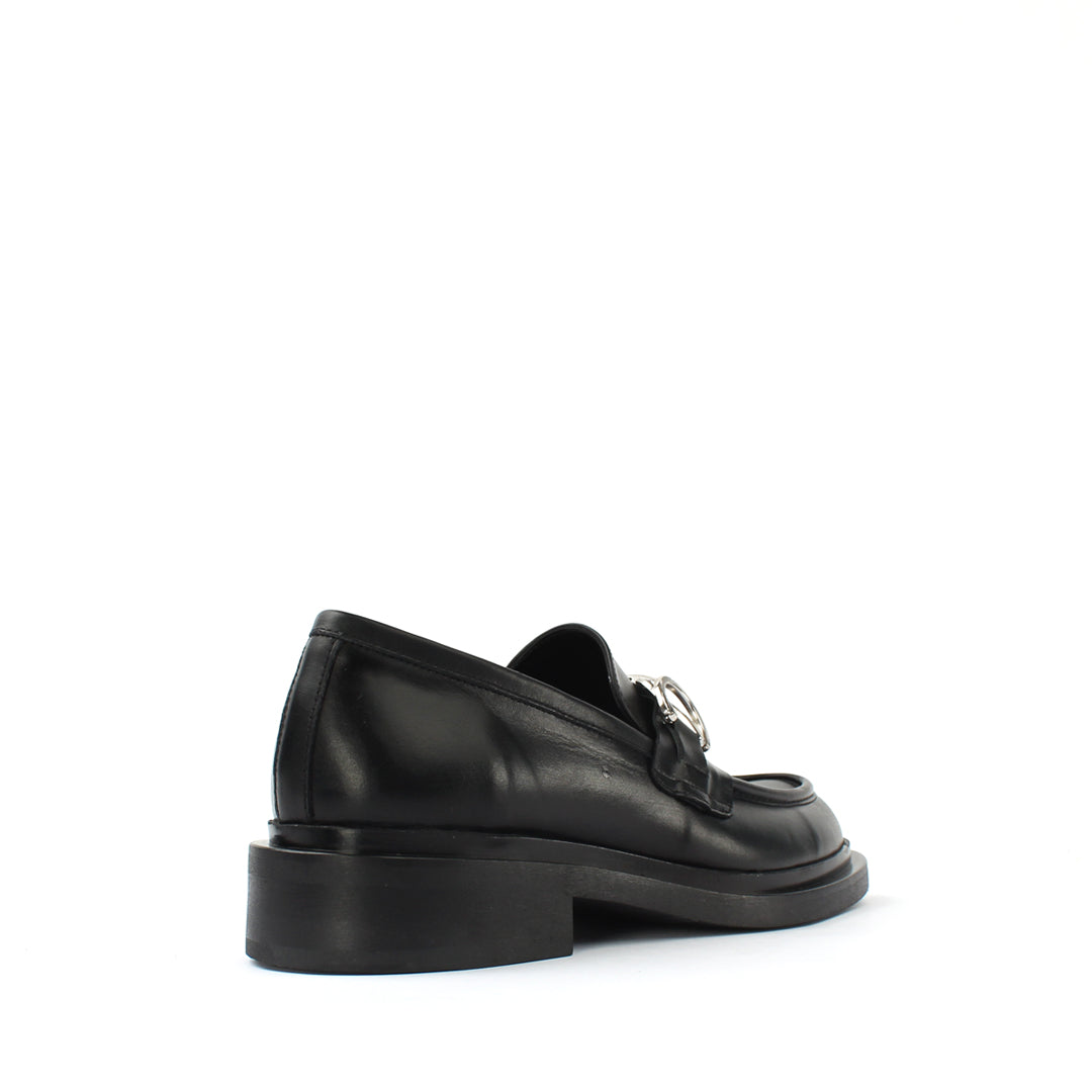 Women's Black Leather Loafers (029-20144)