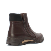 Damen Braune Leder-Stiefeletten mit Flacher Sohle (727-28603)