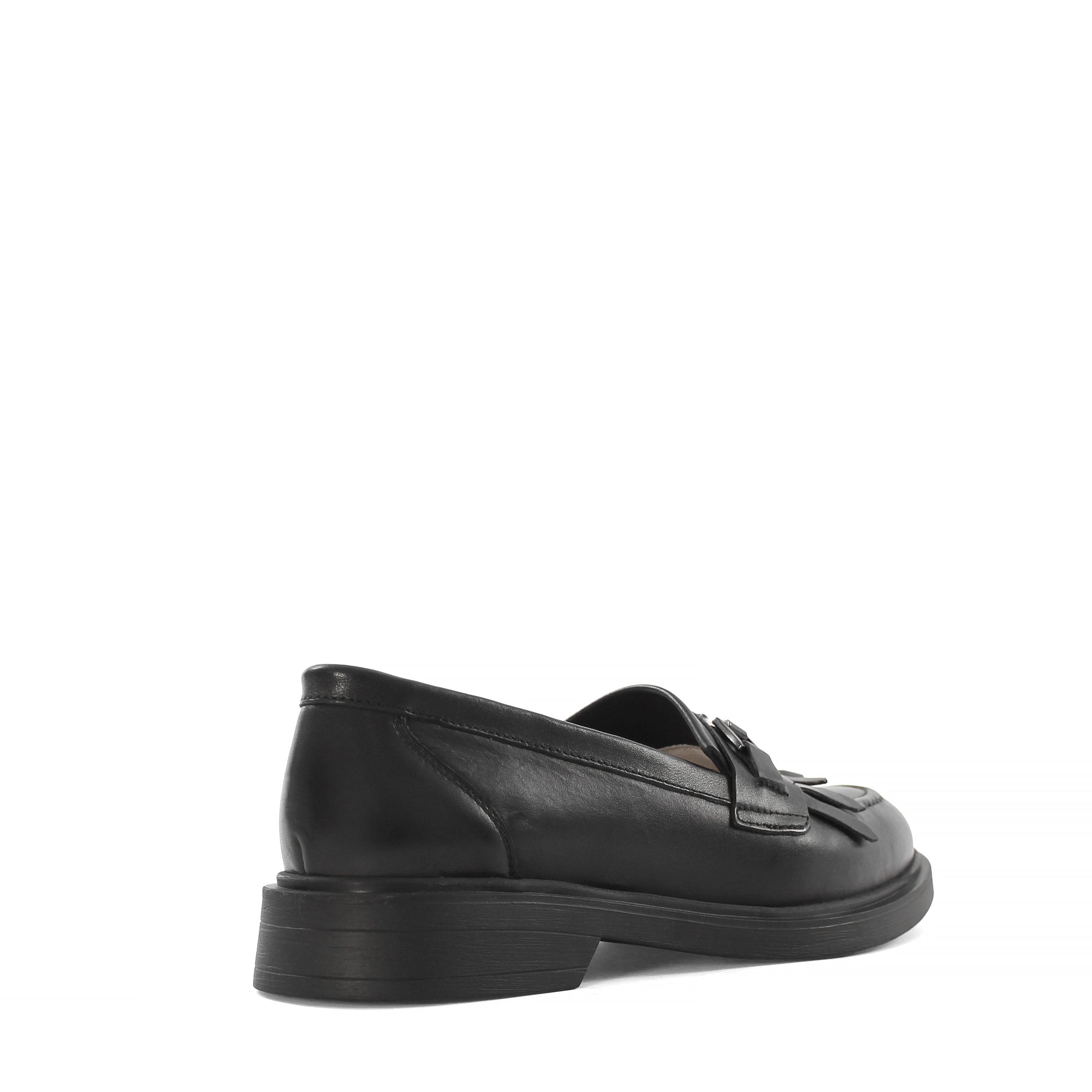Damen Schwarze Leder-Loafer mit Fransen (494-25825)