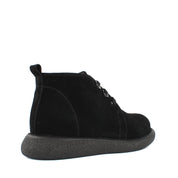 Damen Schwarze Wildlederstiefel mit Flacher Sohle (687-21910)