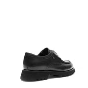 Men’s Black Moc Toe Leather Lace-Up Shoes with Grip Sole (406-4414)