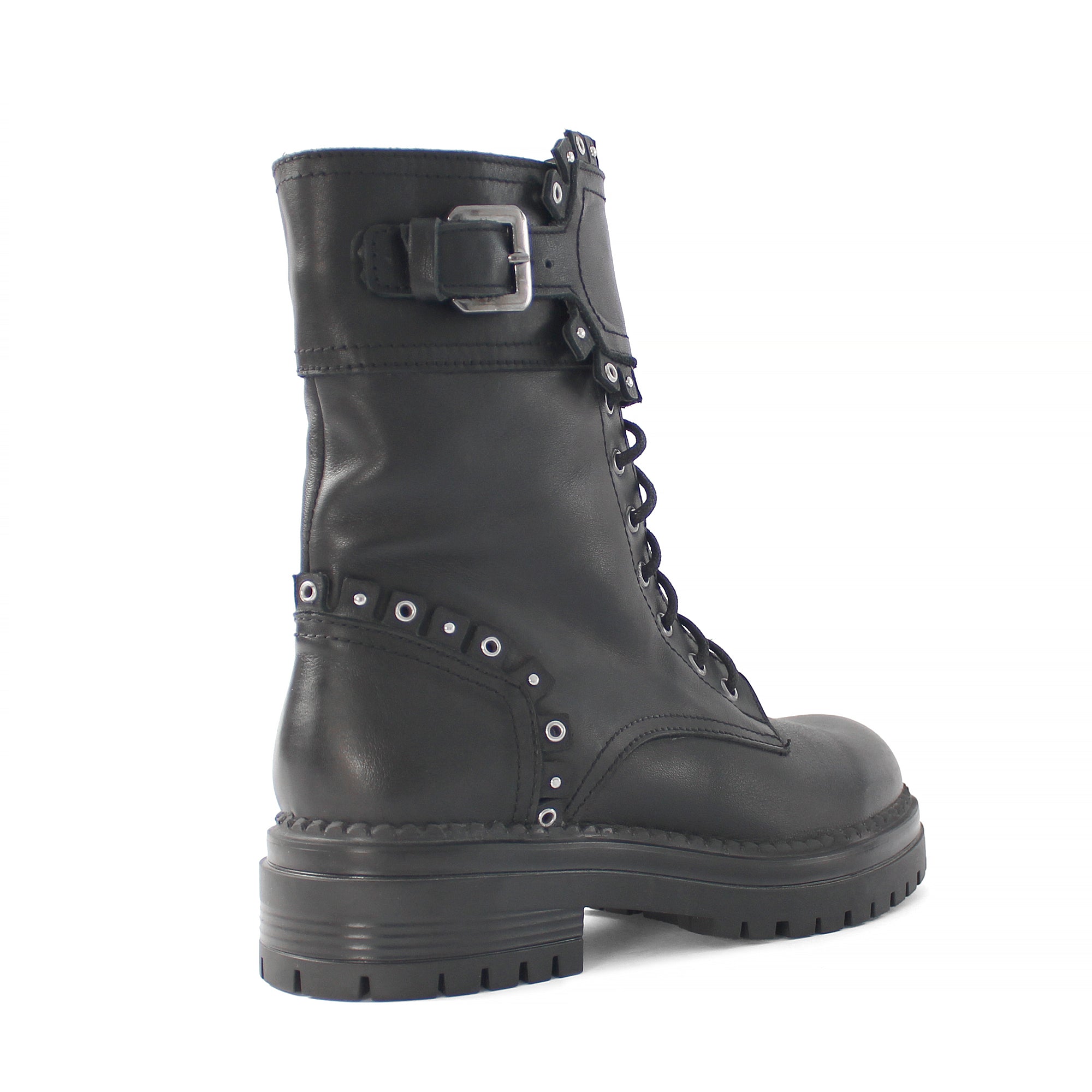 Women's Black Leather Chelsea Boots with Platform Sole (029-20116)