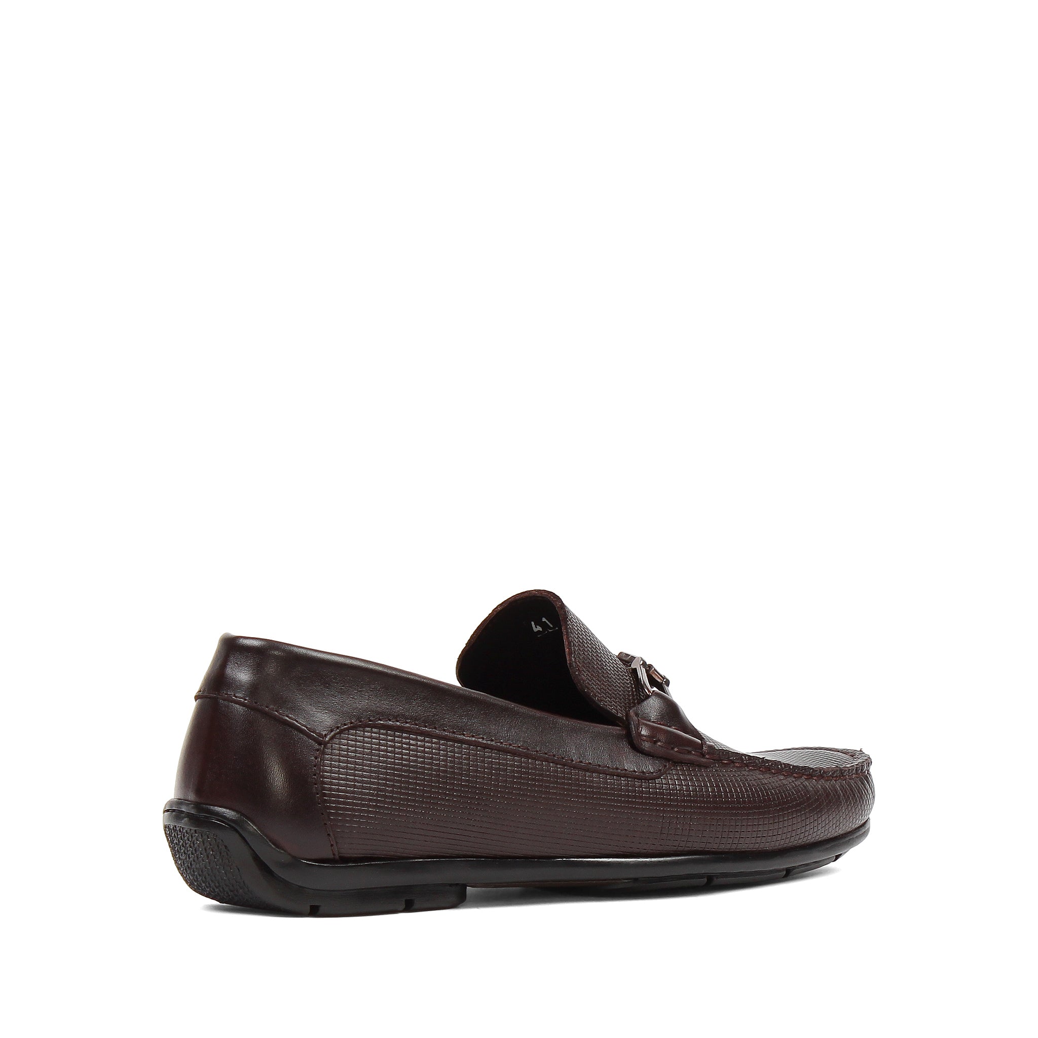 Men’s Brown Leather Slip-On Loafers with Buckle Accent (606-2409)