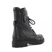 Women's Black Leather Lace-Up Boots with Warm Lining (494-721)