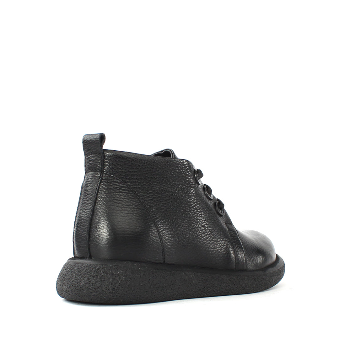 Damen Schwarze Lederstiefel mit Flacher Sohle (687-21910)
