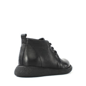 Damen Schwarze Lederstiefel mit Flacher Sohle (687-21910)