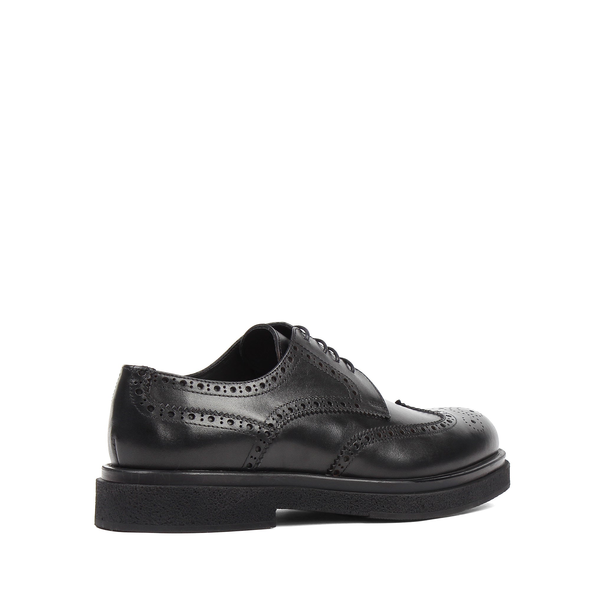 Elegante Herren Derby-Schuhe aus schwarzem Leder mit Brogue-Muster (395-2887)