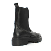 Women's Black Leather Chelsea Boots with Chunky Sole (029-20123)