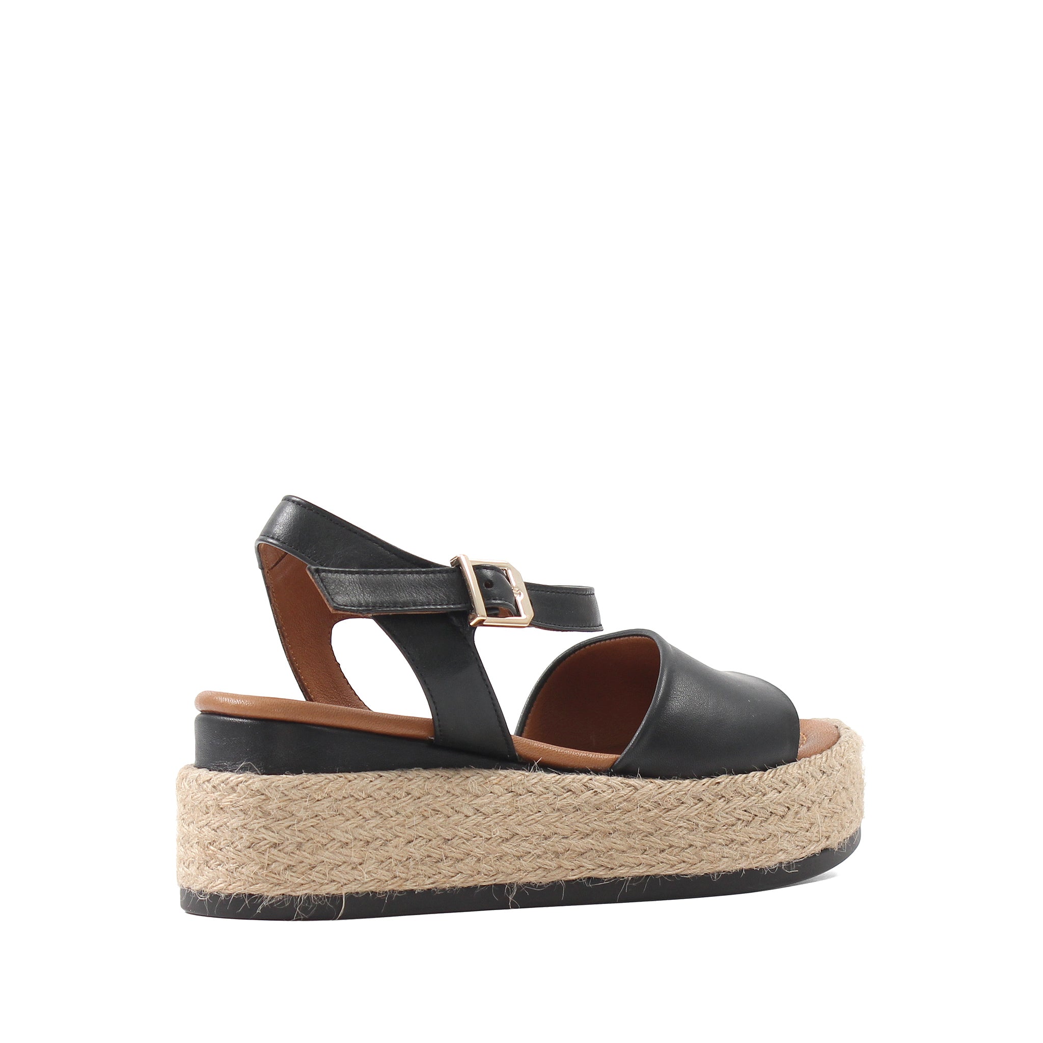 Damen Keilsandalen aus cognacfarbenem Wildleder mit Bastsohle (297-27512)