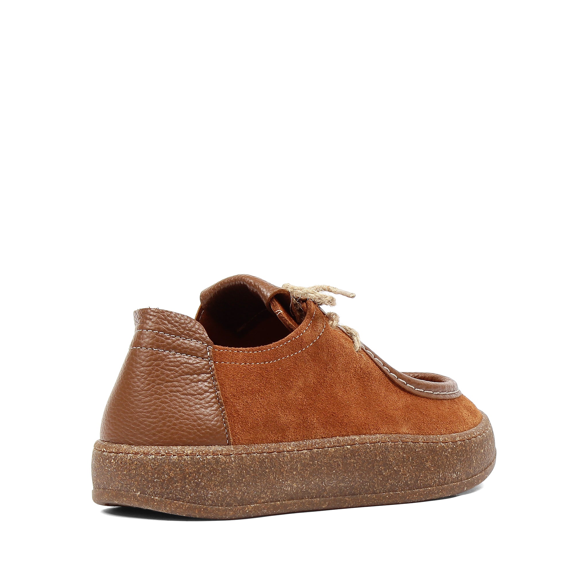 Damen Schnürschuhe Hellbraun Wildleder mit Kork-Gummisohle (759-33508)