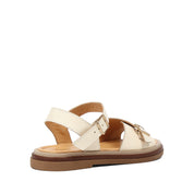 Damen Sandalen aus cognacfarbenem Leder mit Klettverschluss und Plateau (366-28211)
