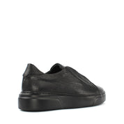 Men's Black Leather Zipper Sneakers (675-117)