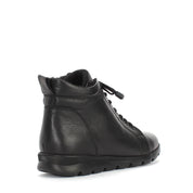 Women's Black Leather Ankle Boots with Warm Lining (376-20407)