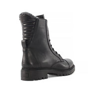 Damen Schwarze Leder Winterstiefel mit Warmem Futter (625-23919)
