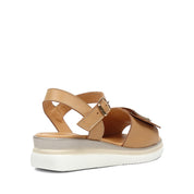Women’s Nude Leather Velcro Strap Platform Sandals (789-42106)