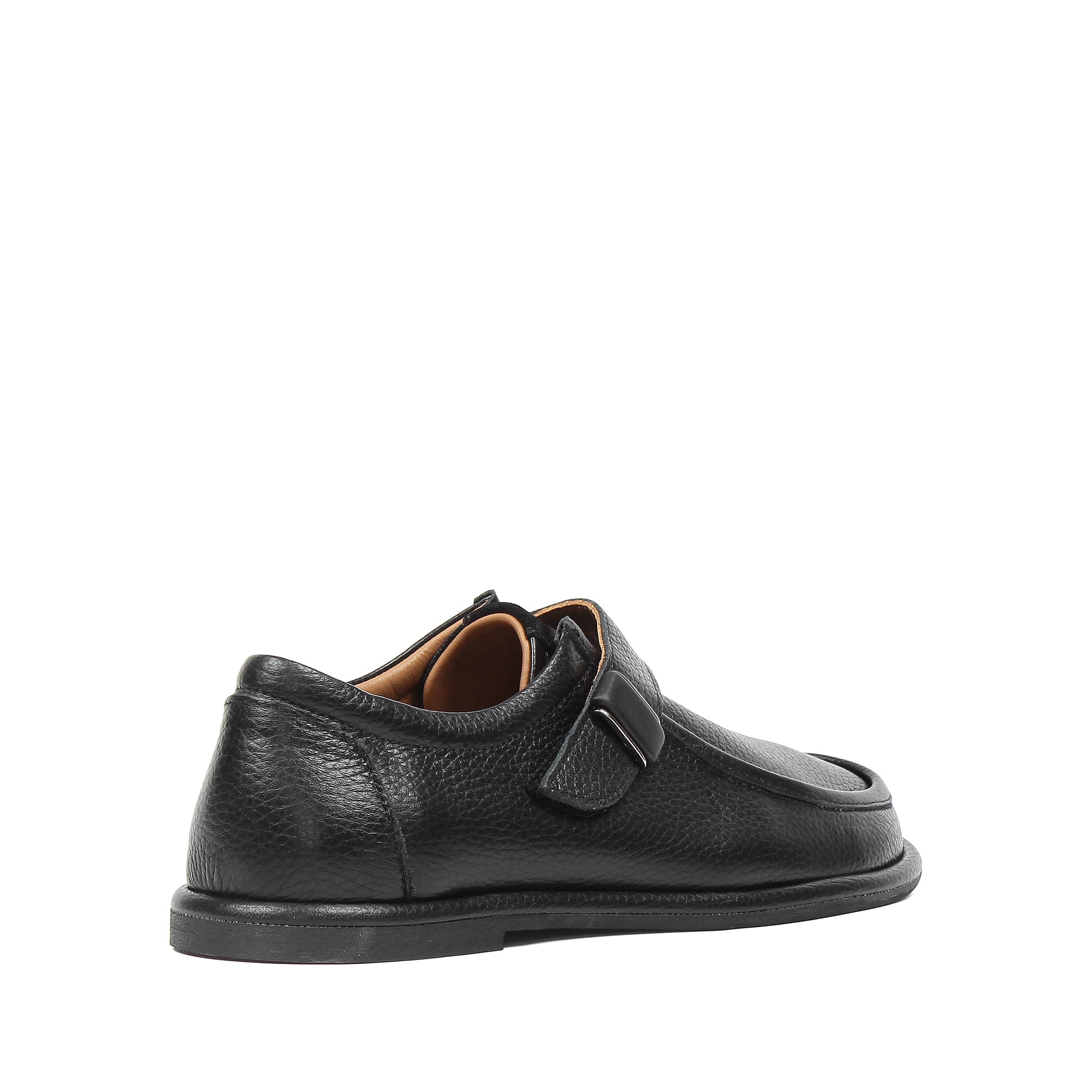 Damen Flache Schuhe Schwarz Leder mit Schnalle und Komfortsohle (726-28411)