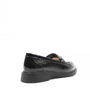 Damen Schwarze Lackleder-Loafer mit Fransen (494-25825)