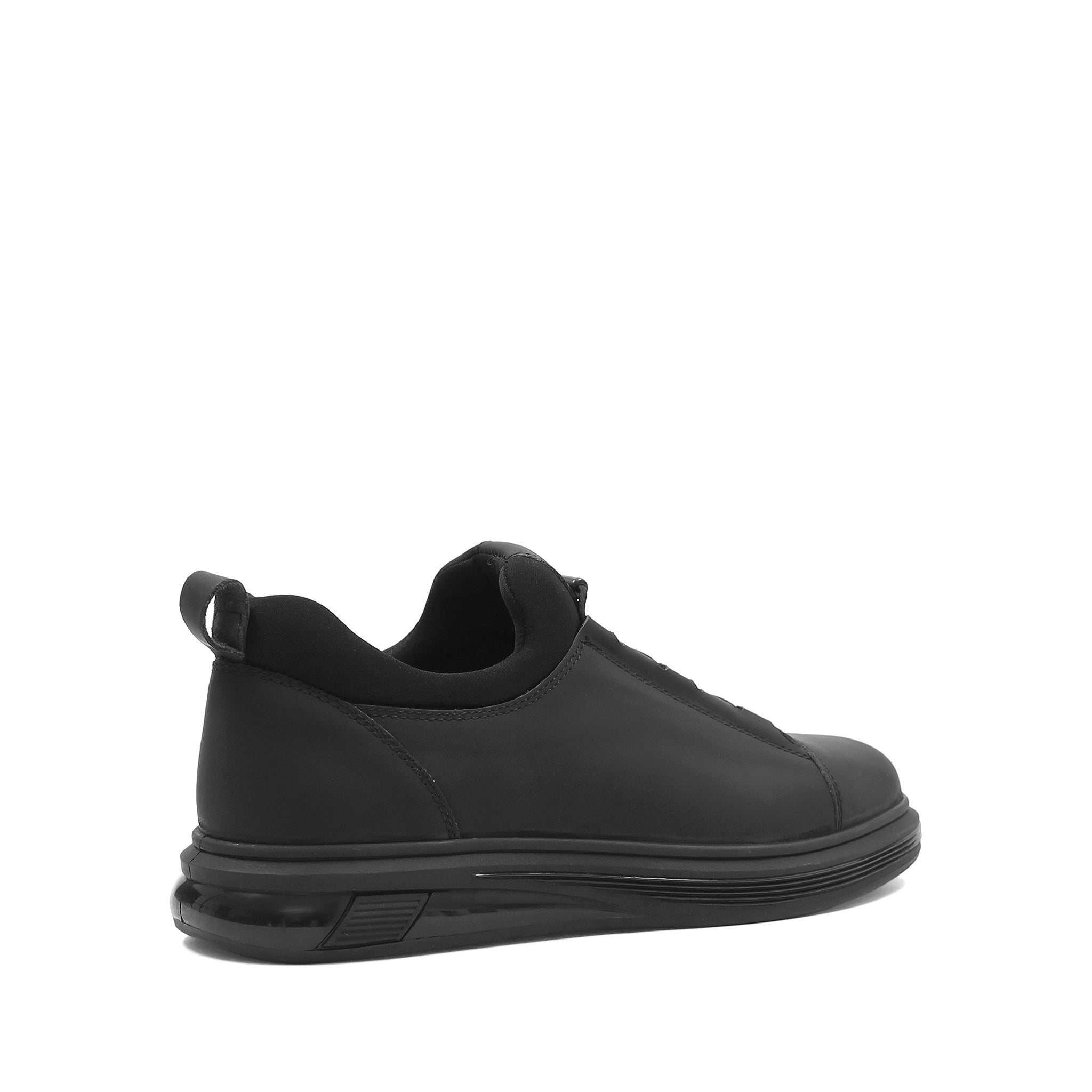 Herren Low-Top Sneaker aus schwarzem Leder mit matter Oberfläche (691-3441)