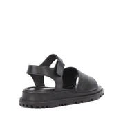 Women’s Black Leather Velcro Strap Platform Sandals (728-28507)