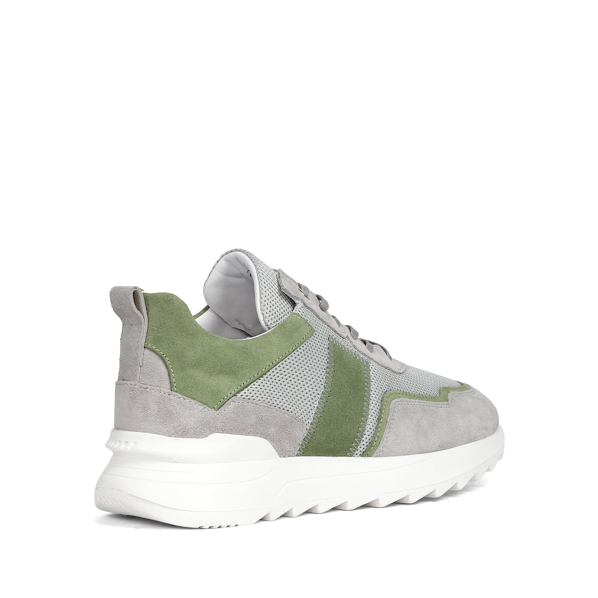 Herren Sneaker aus grauem Wildleder mit grünem Mesh (448-1913)