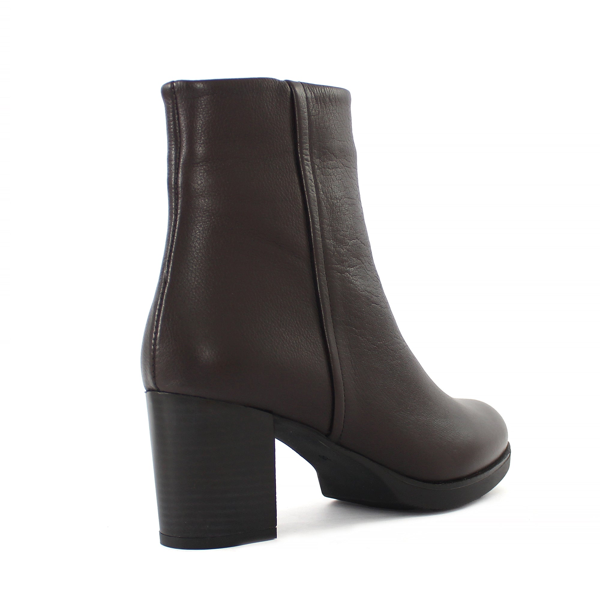 Damen Braune Leder-Stiefeletten mit Blockabsatz (625-23945)