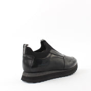 Herren Schwarze Slip-On Sneakers aus Leder (395-2857)