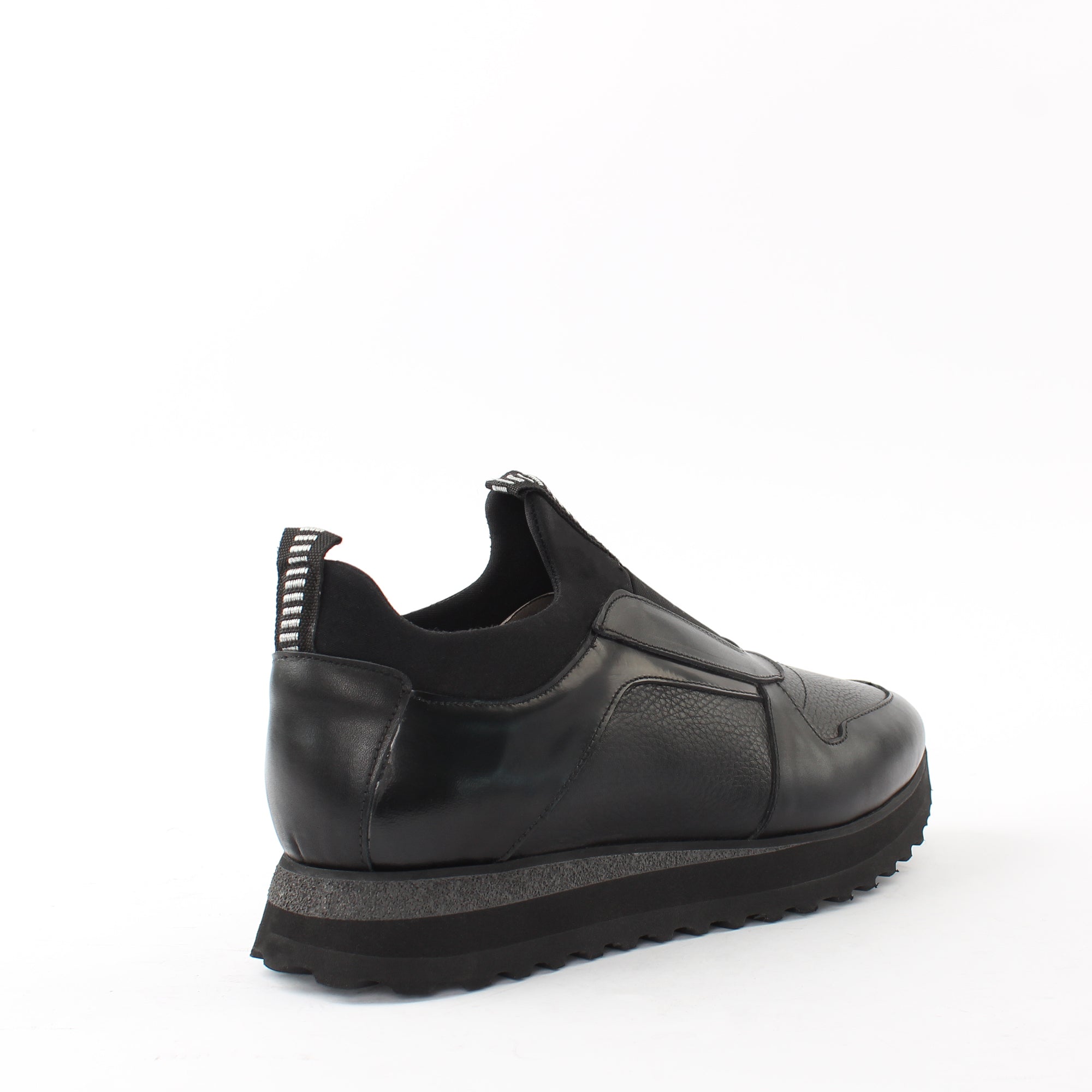 Herren Schwarze Slip-On Sneakers aus Leder (395-2857)