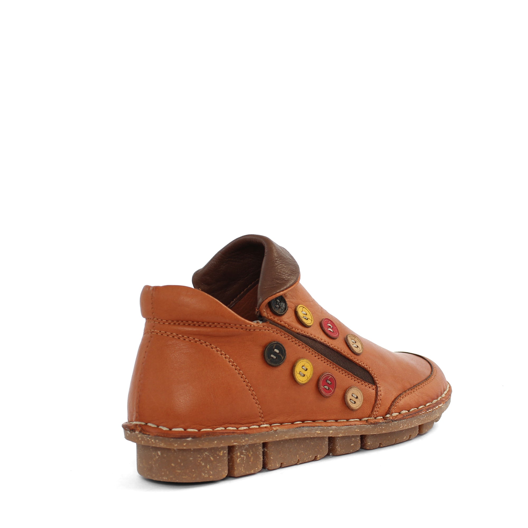 Damen Hellbraune Lederstiefel mit dekorativen Knöpfen (581-29306)
