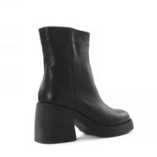 Damen Schwarze Lederstiefel mit Blockabsatz (720-27426)
