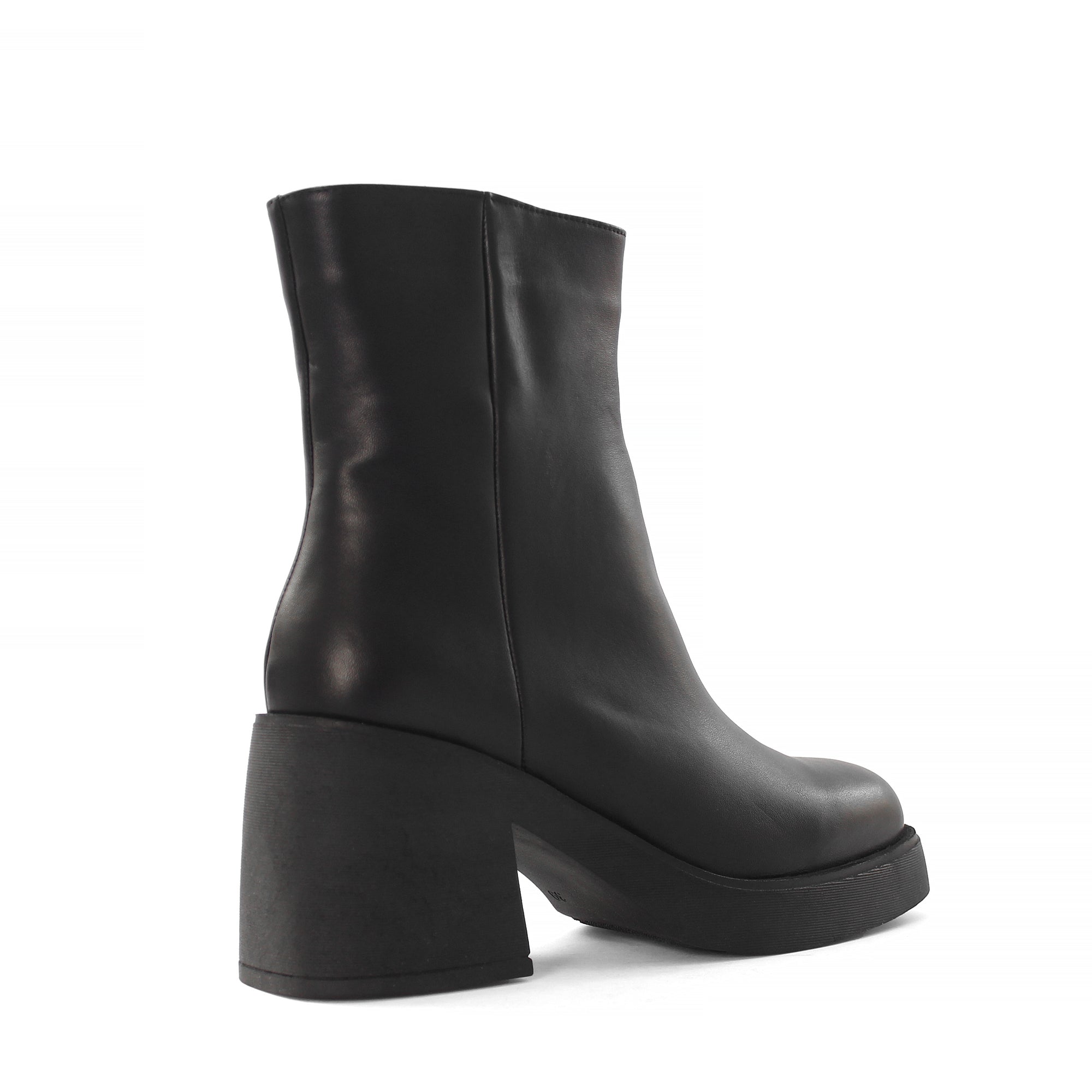 Damen Schwarze Lederstiefel mit Blockabsatz (720-27426)