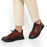 Men's Brown/Tan Casual Leather Shoes (550-756)