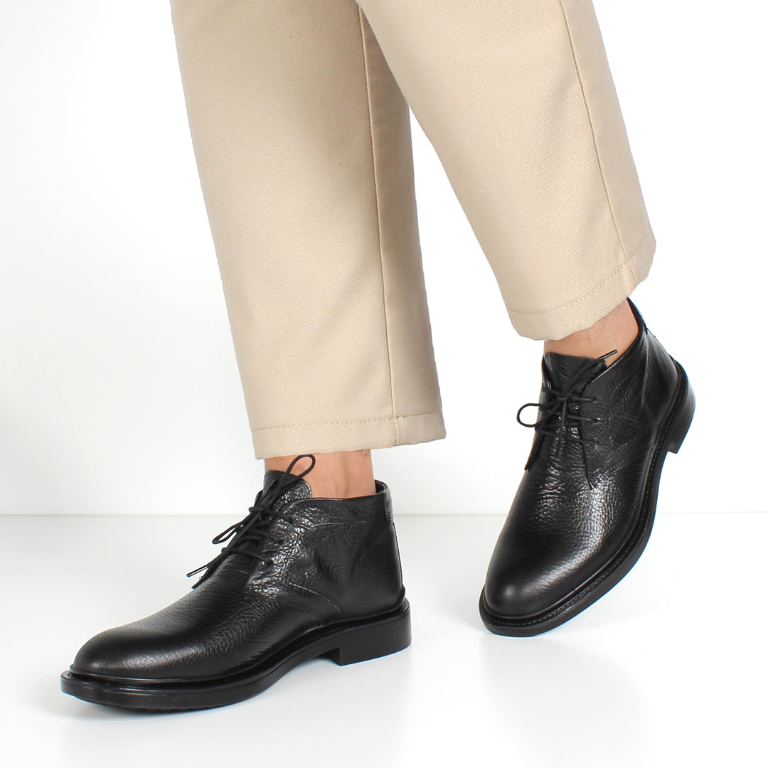 Men's Black Leather Boots (555-2619)