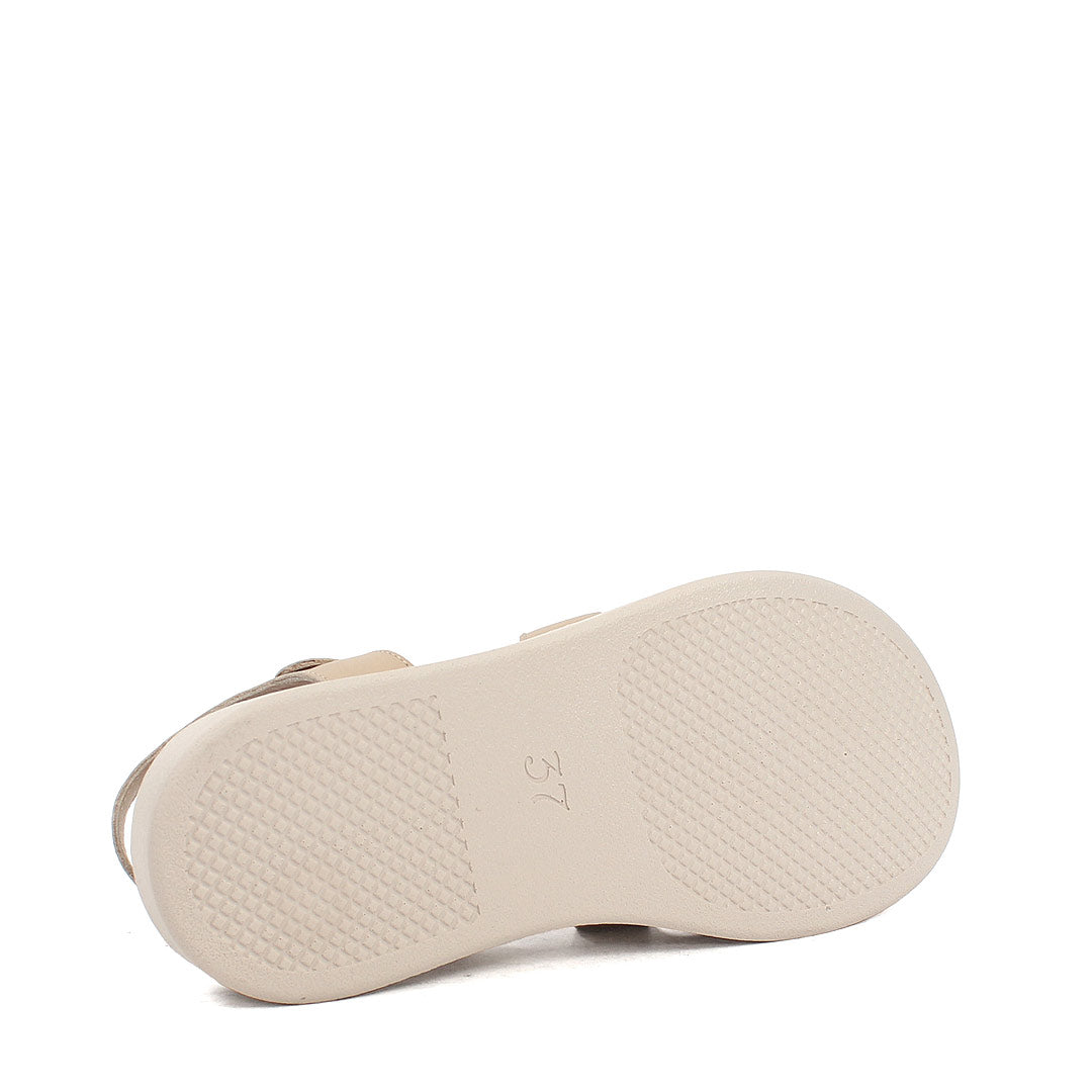 Damen Leder Sandalen Beige mit Verstellbarer Schnalle (366-28216)