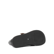 Women's Black Leather Flat Shoes with Side Buckle and Comfort Sole (726-28427)