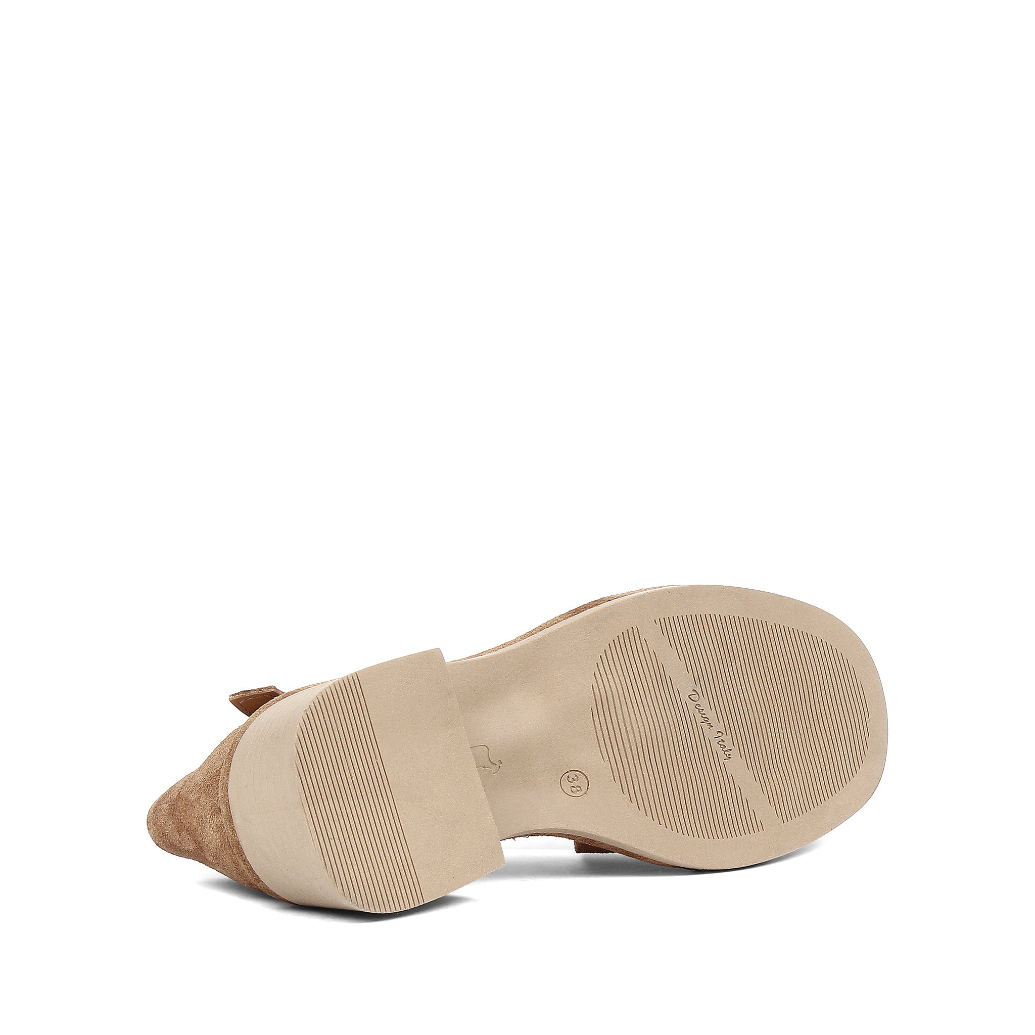 Women's Tan Suede Leather Sandals with Adjustable Buckle (796-42303)