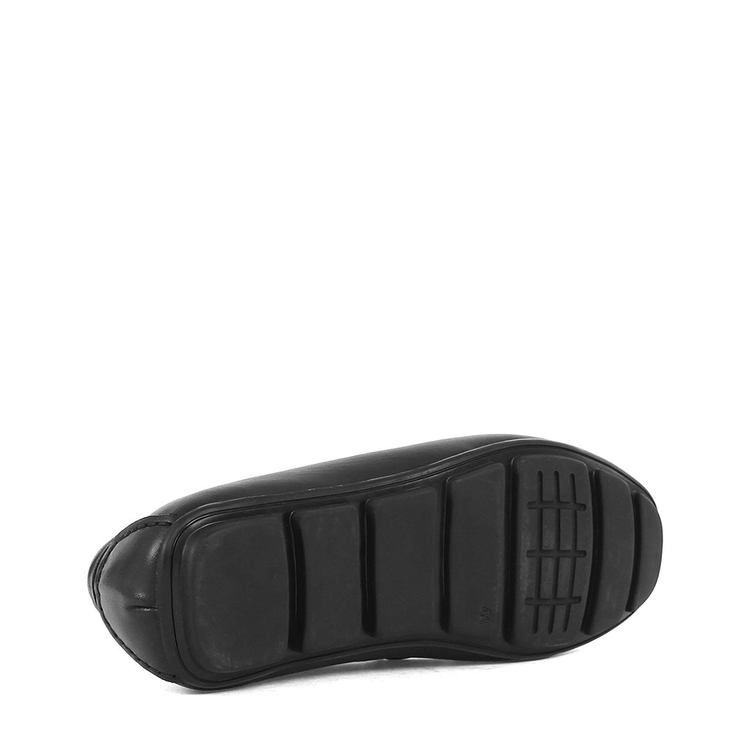 Men’s Black Leather Driving Loafers – Classic Moccasins with Bow (764-5400)