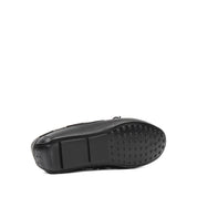 Herren Slipper aus schwarzem Leder mit Schleife und Gummisohle (606-210)