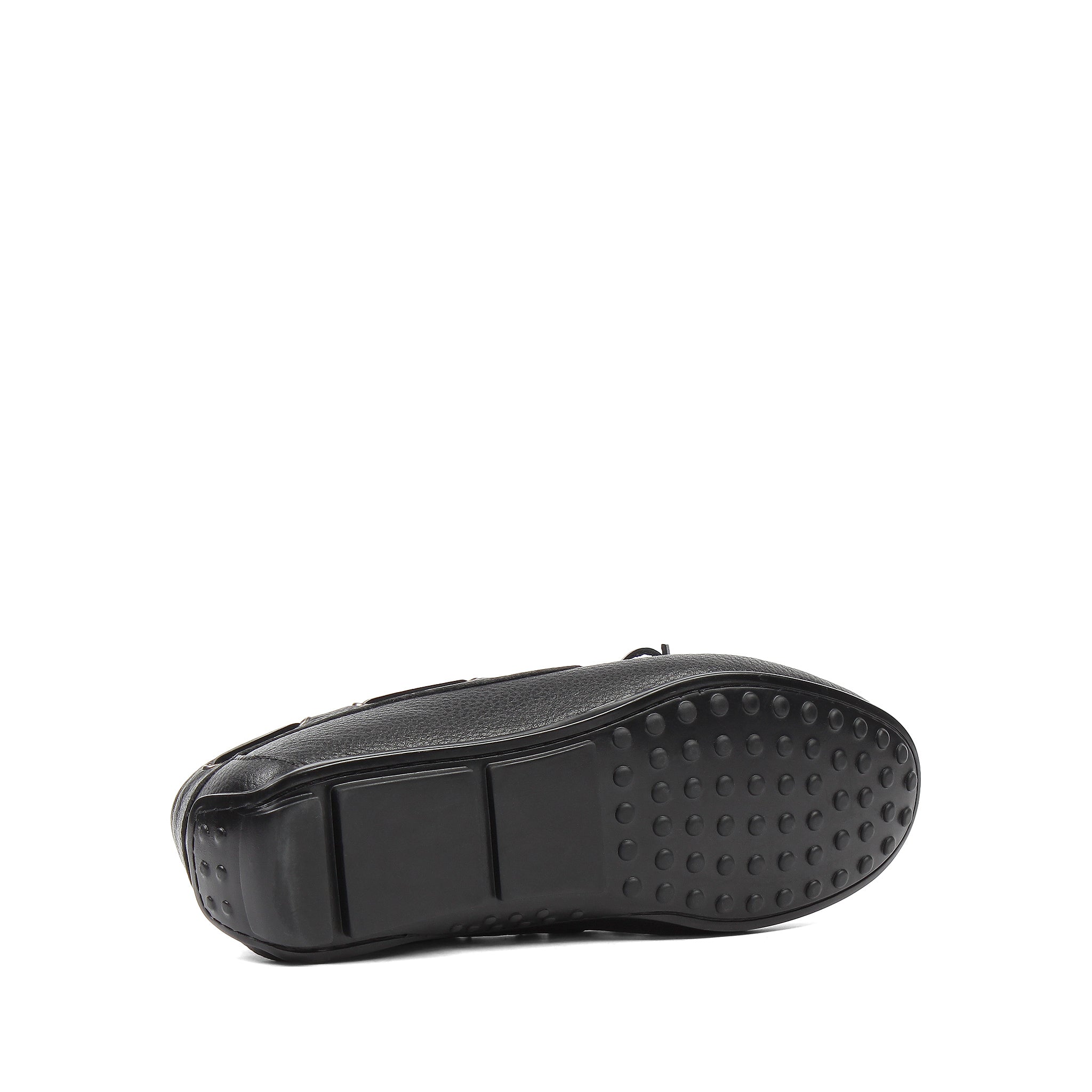 Herren Slipper aus schwarzem Leder mit Schleife und Gummisohle (606-210)