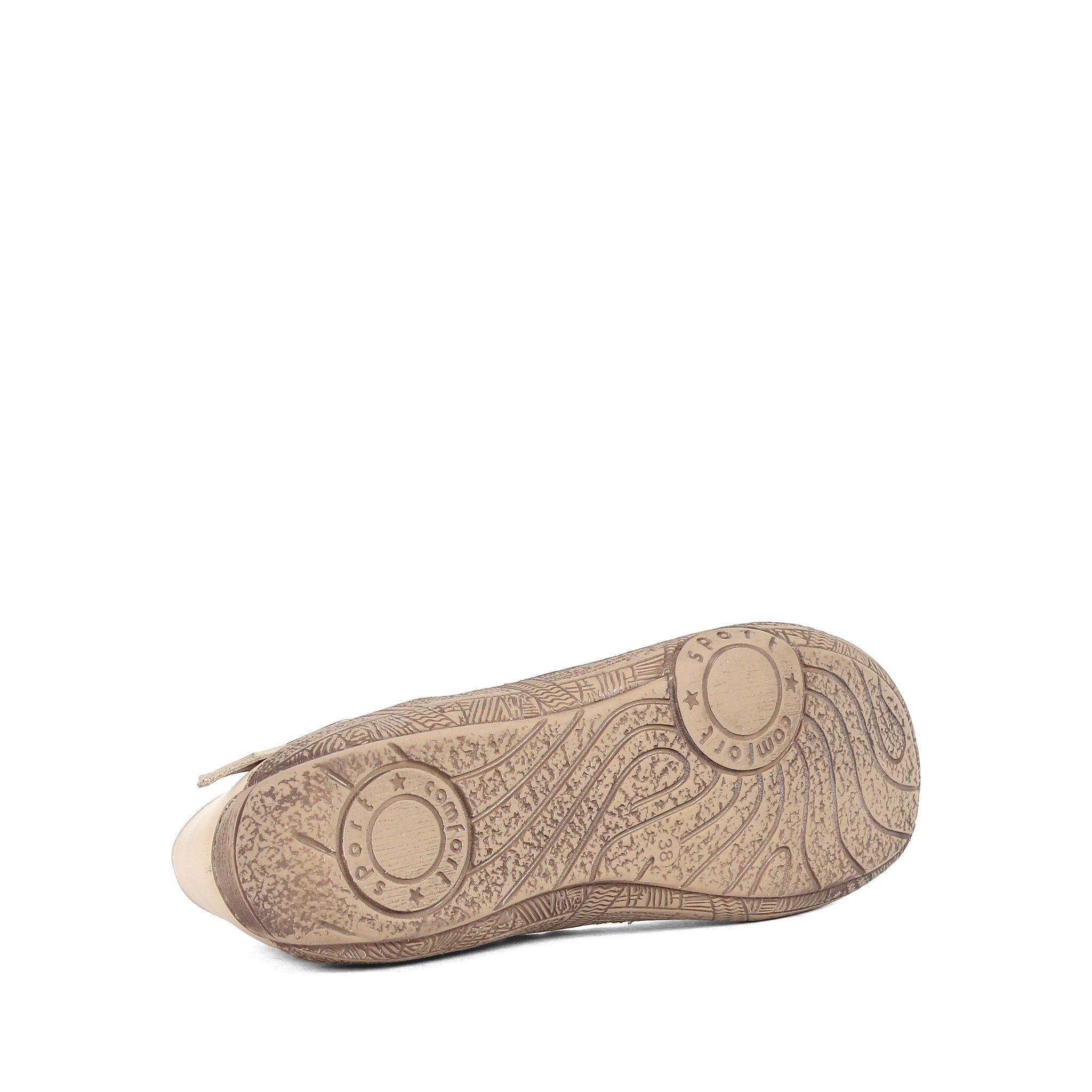 Damen Mary Jane Ballerinas aus beigem Leder mit Lochmuster und Schnalle (288-31106)