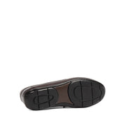 Men’s Brown Leather Slip-On Loafers with Buckle Accent (606-2409)