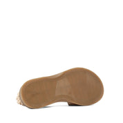 Women's Beige Leather Sandals with Adjustable Buckle (541-23074)