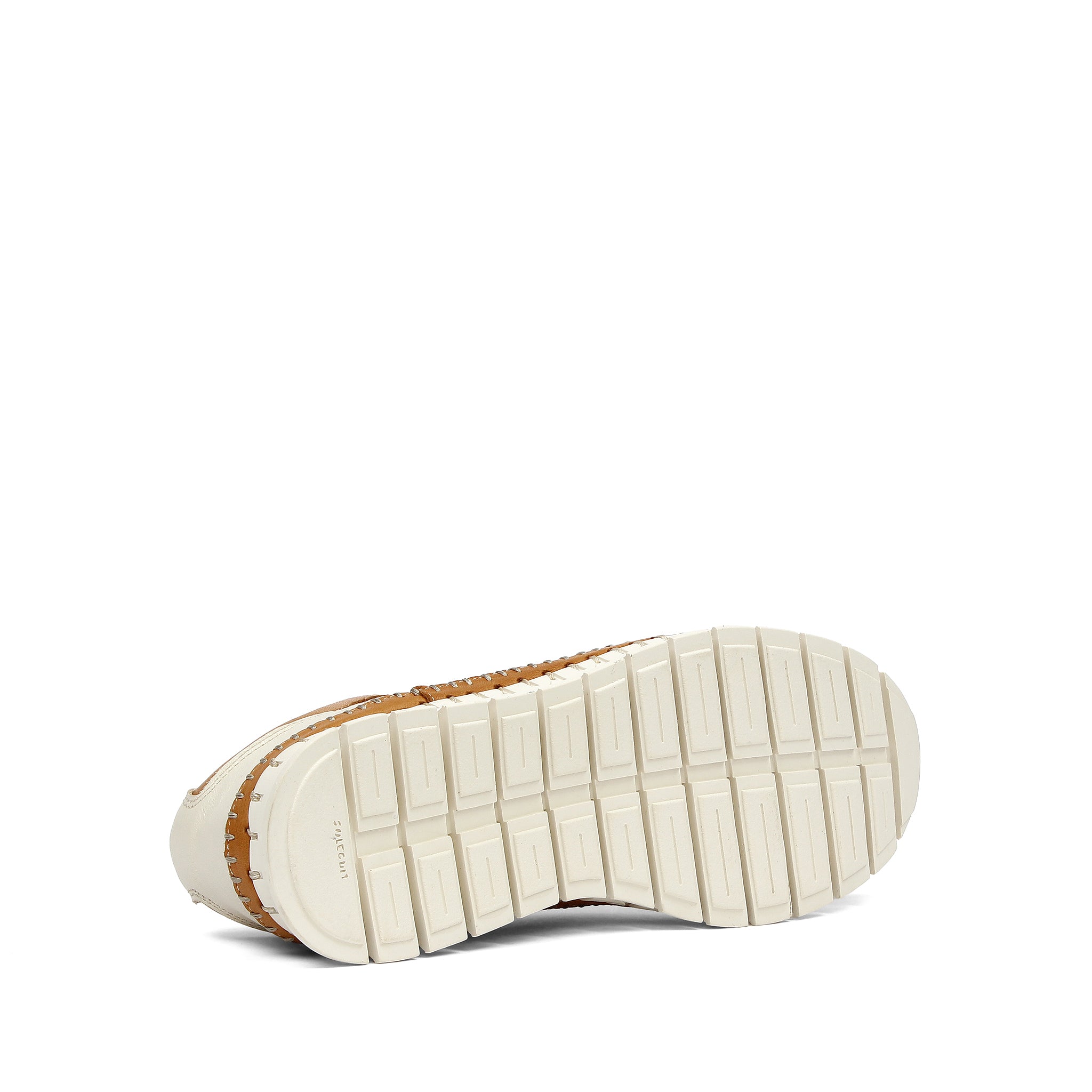 Women’s Beige Leather Sneakers with Cognac and Cream Accents (759-33502)