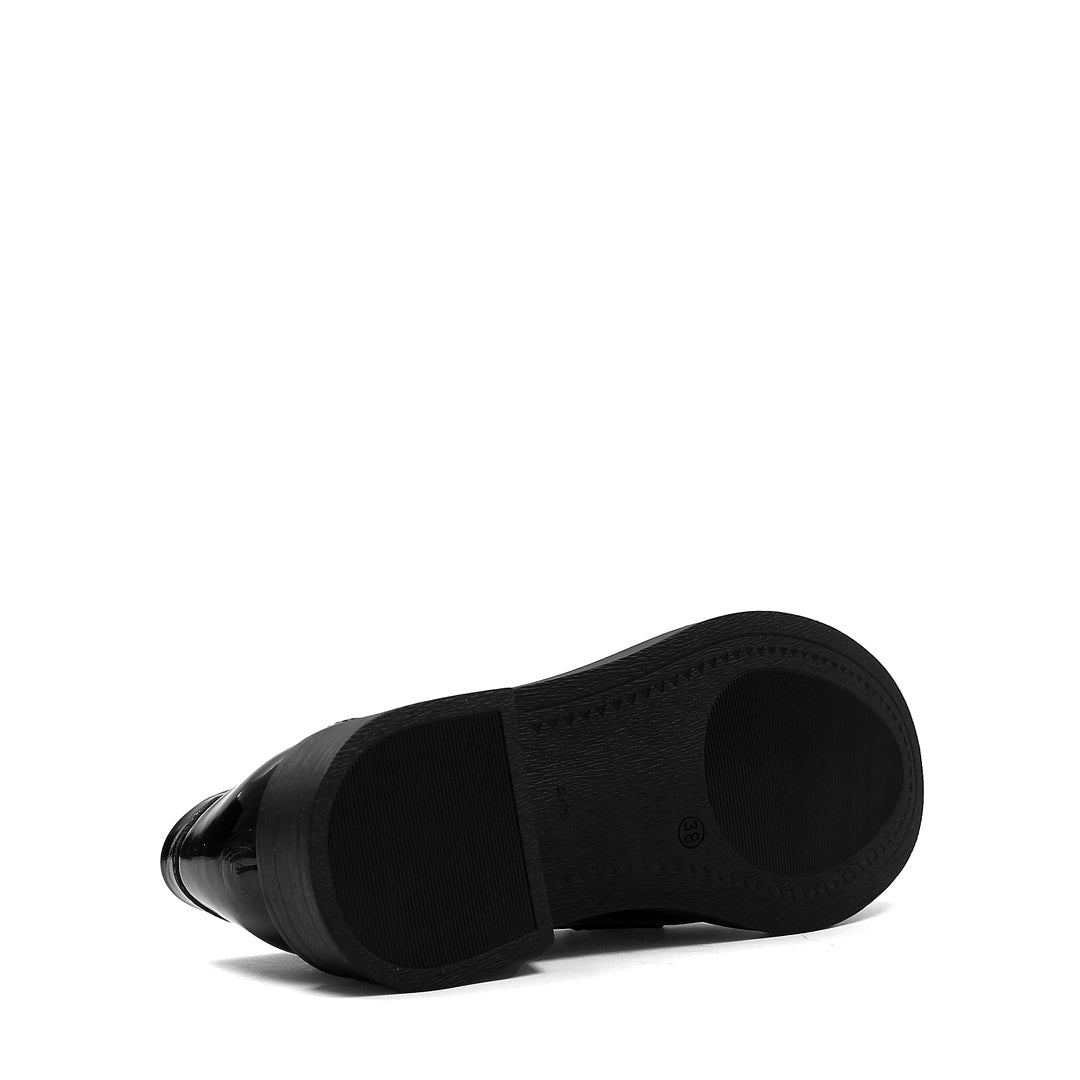 Damen Schwarze Lackleder Loafer mit Stilvollem Akzent (494-25824)