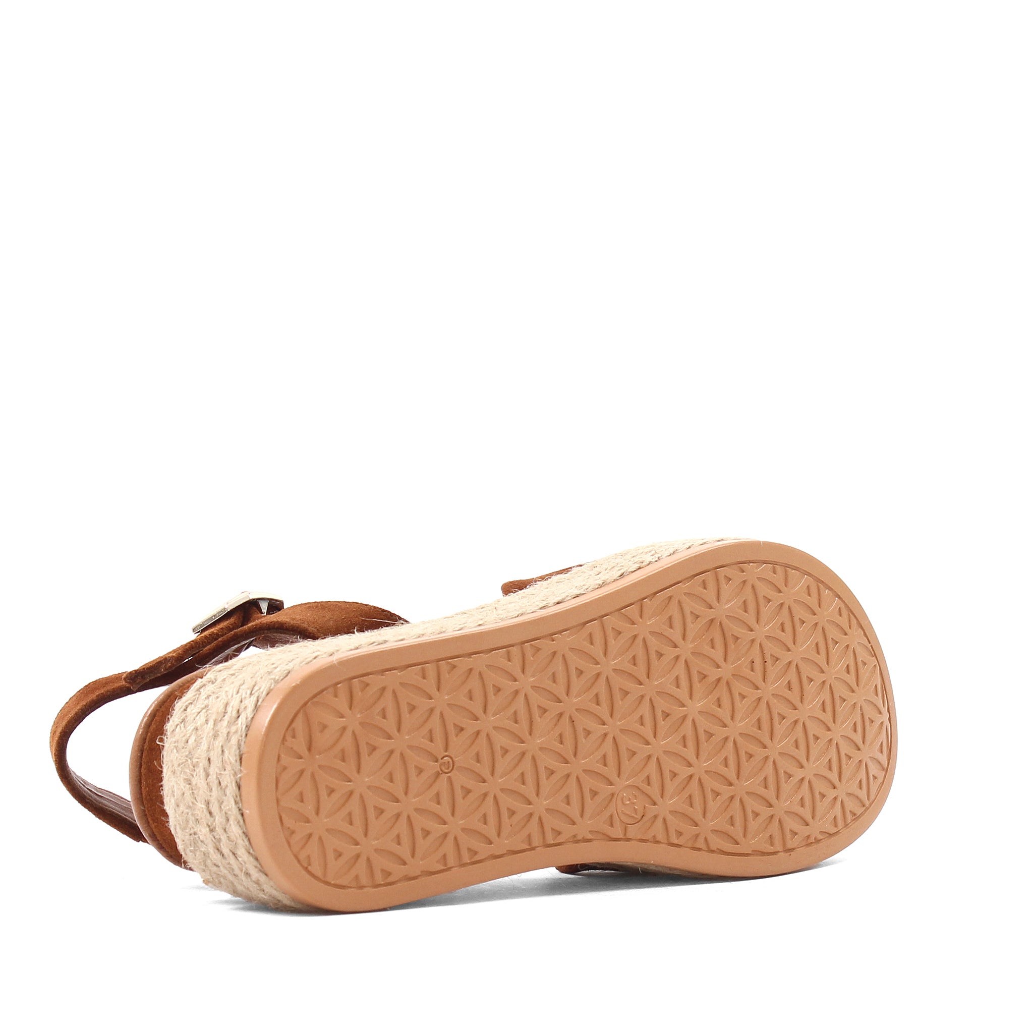 Damen Keilsandalen aus cognacfarbenem Wildleder mit Bastsohle (297-27512)