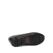 Men’s Black Leather Slip-On Loafers with Buckle Accent (606-2409)