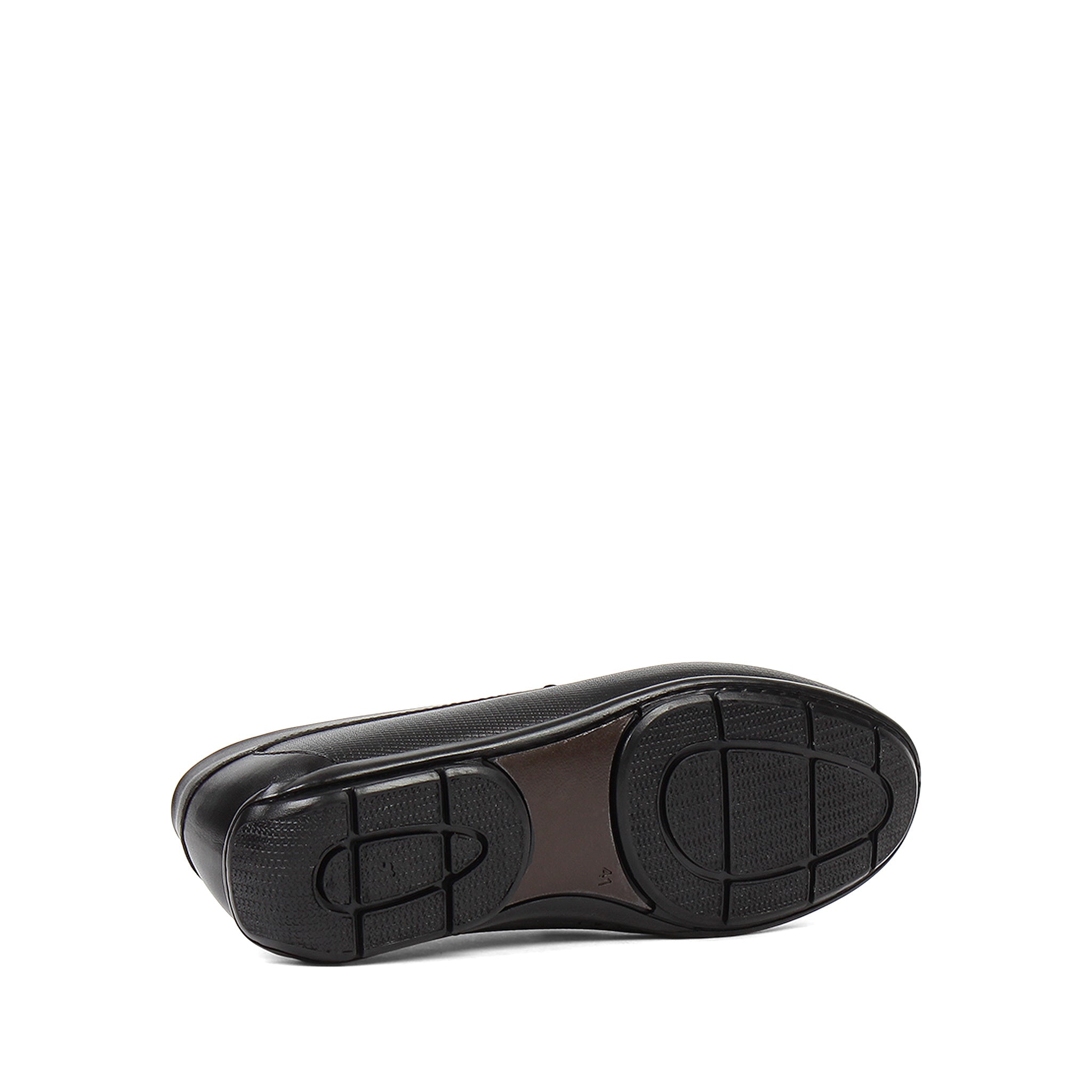 Men’s Black Leather Slip-On Loafers with Buckle Accent (606-2409)