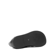 Damen Flache Schuhe Schwarz Leder mit Schnalle und Komfortsohle (726-28411)