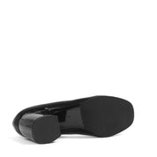 Damen Mary Jane Pumps aus schwarzem Lackleder mit Blockabsatz und Riemen (752-31700)