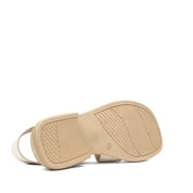 Women’s Beige Leather Velcro Strap Sandals (784-41607)